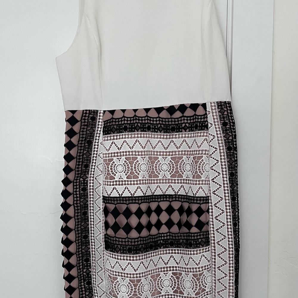 Endless Rose White and Black Geometric Midi Dress